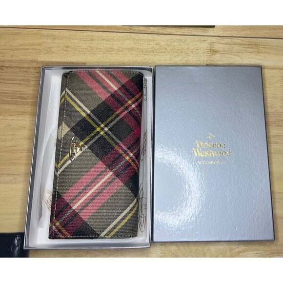 Vivienne Westwood Tartan Check Wallet With Gold Orb Logo - Picture 5 of 15